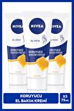 NIVEA Koruyucu El Bakım Kremi Bal Mumu 75ml, Nemlendirici, Yağlı His Bırakmaz, Yumuşak Cilt, Gül Kokusu, X3 Adet